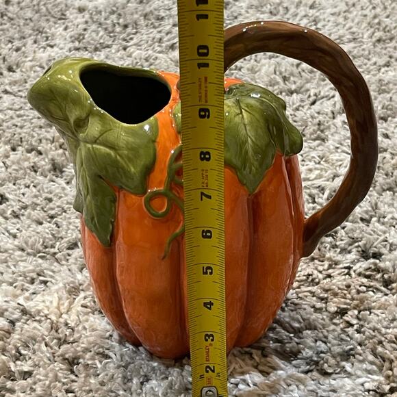 Beautiful Harvest Orange Pumpkin Pitcher Floral Vase Decorative - Picture 8 of 10